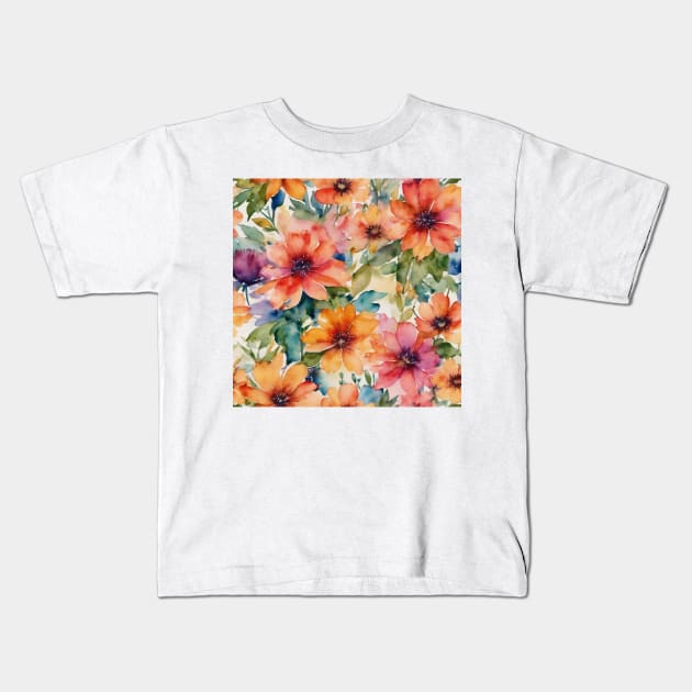 Watercolor  Floral Design Allover Kids T-Shirt by justrachna